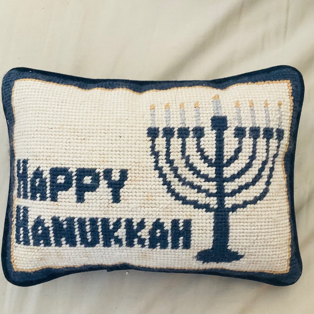 Vintage Hanukkah Needlepoint Pillow